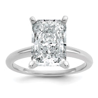 14kw 4ct Cert Lab Grown Diamond VS+ F+ Radiant Solitaire Comp Eng Ring