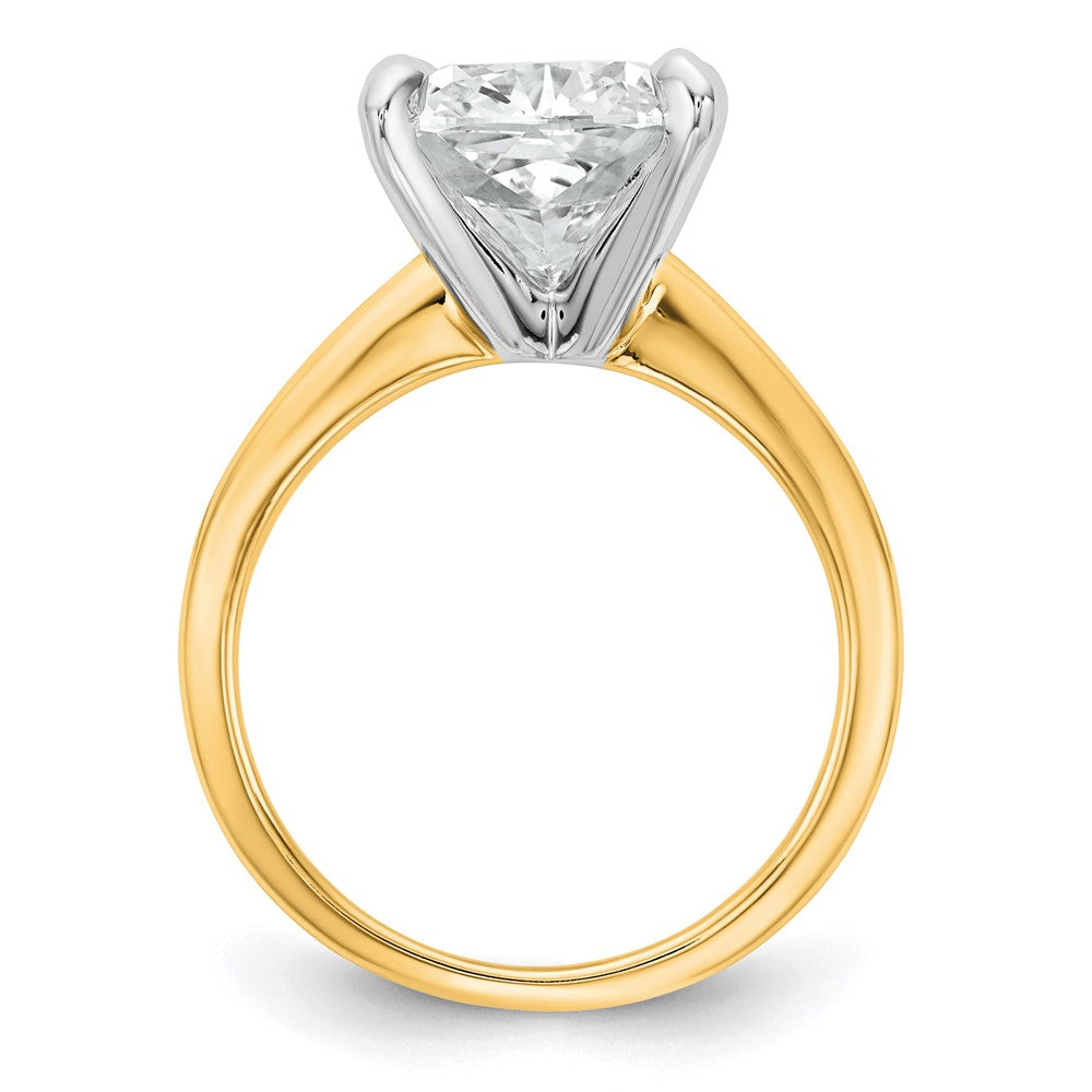 14k Two-tone Cert Lab Grown Dia VS+ F+ Cushion Solitaire Engagement Ring