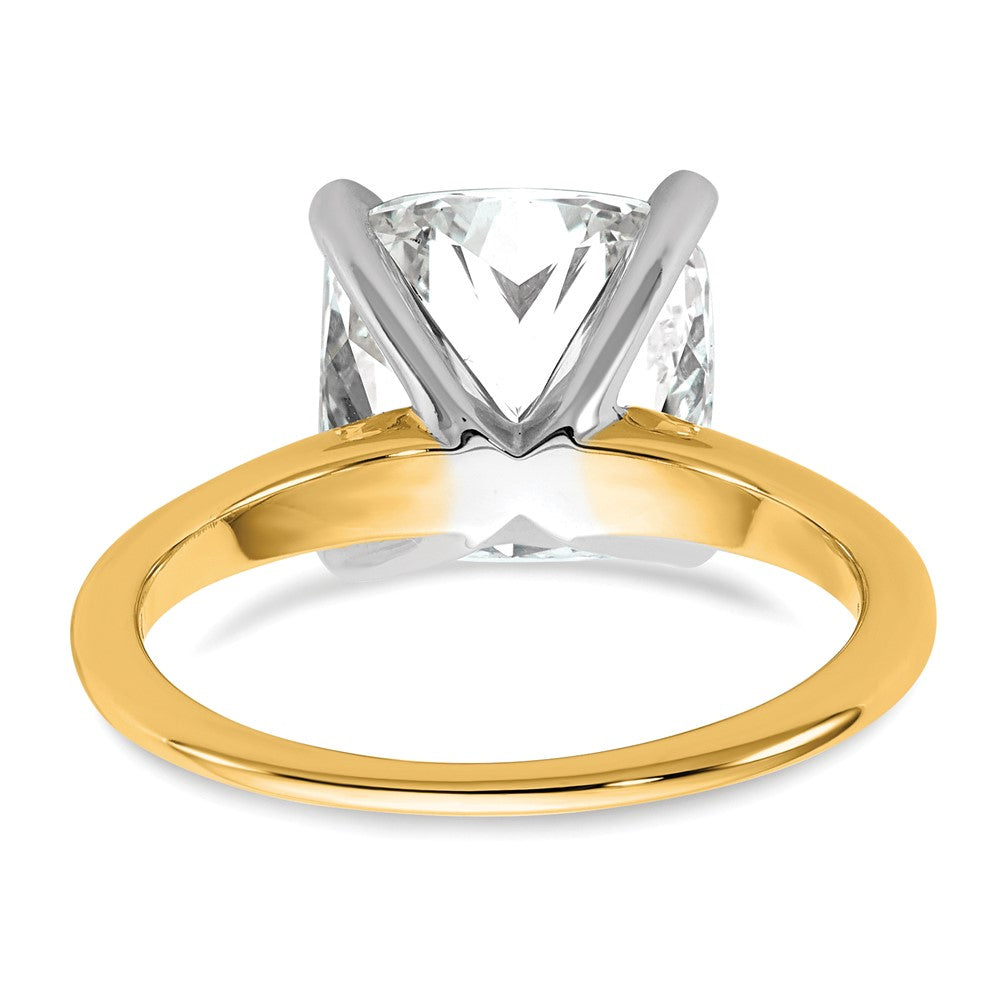14k Two-tone Cert Lab Grown Dia VS+ F+ Cushion Solitaire Engagement Ring