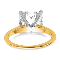 14k Two-tone Cert Lab Grown Dia VS+ F+ Cushion Solitaire Engagement Ring