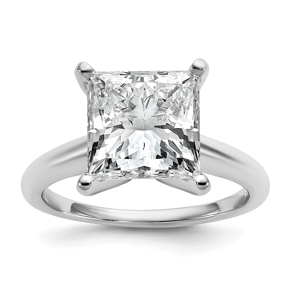 14kw 5ct Cert Lab Grown Diamond VS/SI+ G+ Princess Comp Solitaire Eng Ring