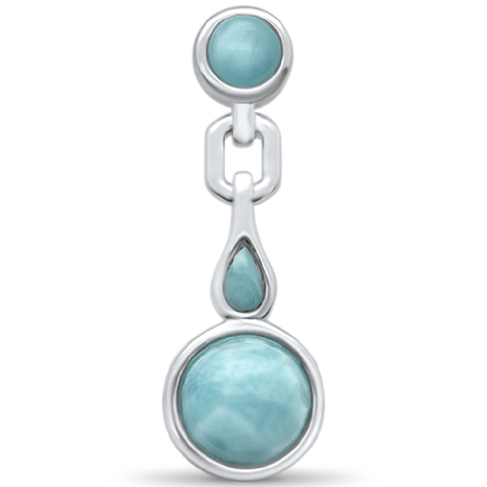 Natural Round & Teardrop Larimar .925 Sterling Silver Pendant ABC Rugs Kilims