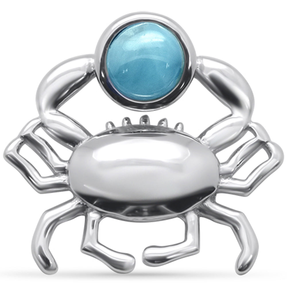 Natural Round Larimar Crab .925 Sterling Silver Pendant ABC Rugs Kilims