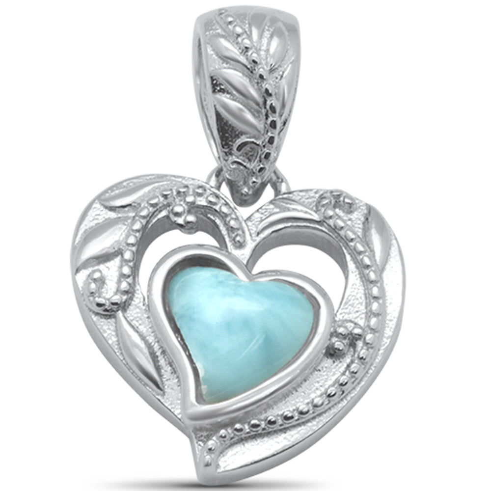 Heart Natural Larimar .925 Sterling Silver Pendant ABC Rugs Kilims