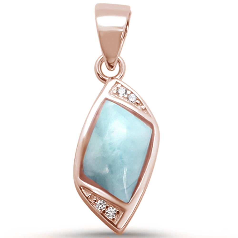 Rose Gold Plated Unique Larimar .925 Sterling Silver Charm Pendant ABC Rugs Kilims