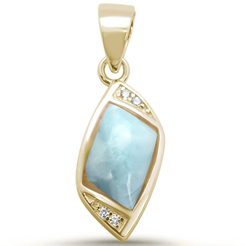 Yellow Gold Plated Unique Larimar .925 Sterling Silver Charm Pendant ABC Rugs Kilims