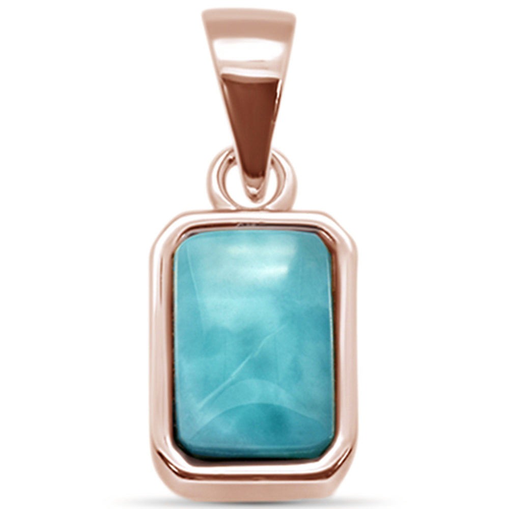 Rose Gold Plated Natural Larimar .925 Sterling Silver Pendant ABC Rugs Kilims