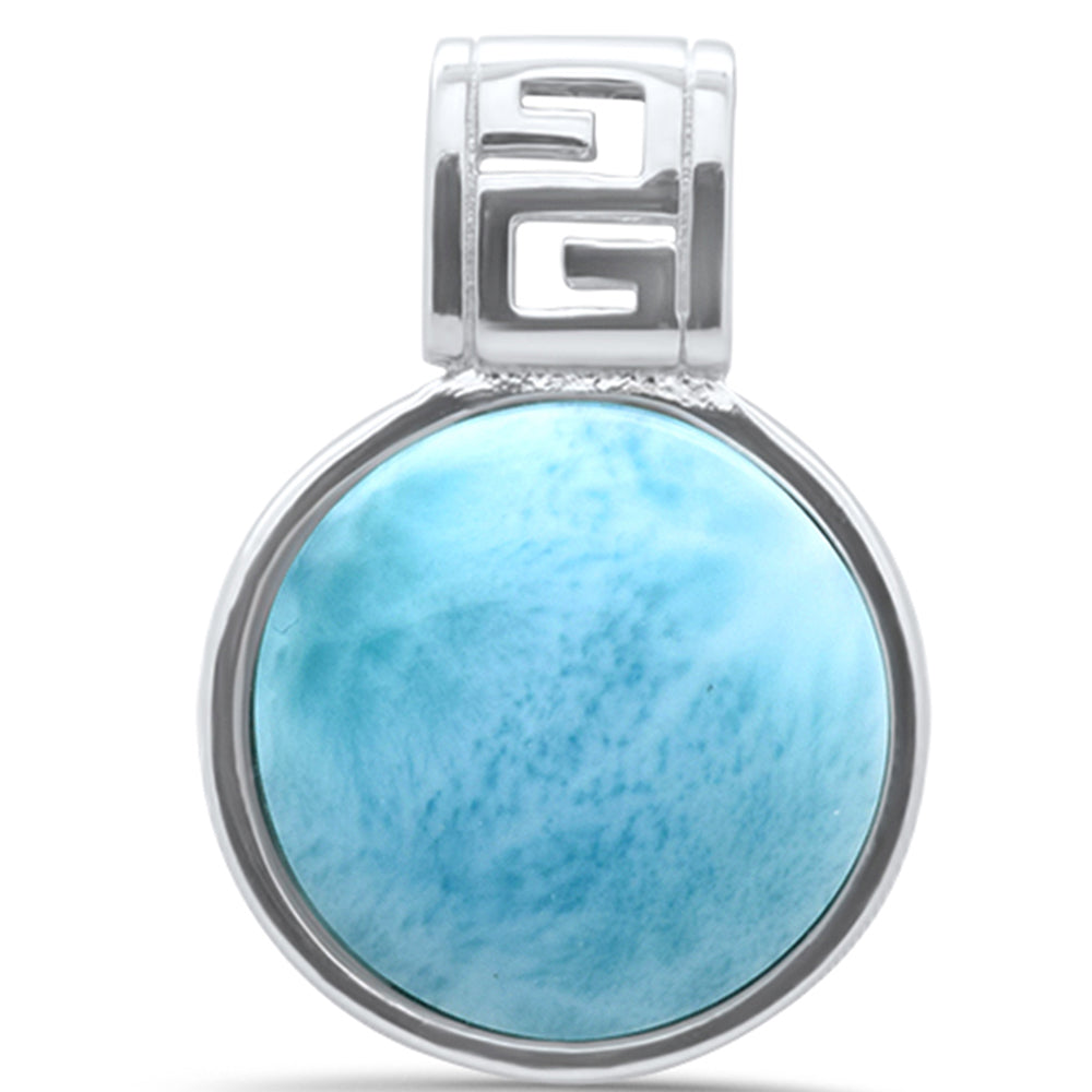 Round Natural Larimar .925 Sterling Silver Pendant ABC Rugs Kilims