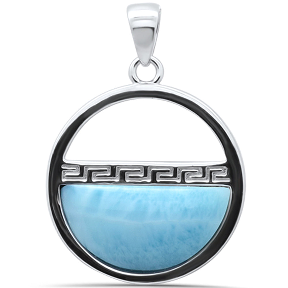 Natural Larimar Greek Design .925 Sterling Silver Pendant ABC Rugs Kilims