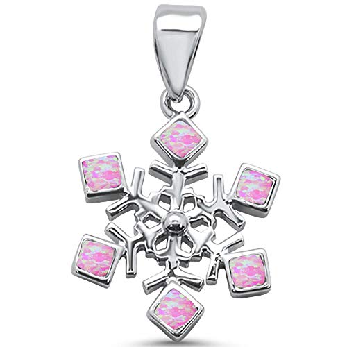 Pink Opal Snowflake .925 Sterling Silver Pendant ABC Rugs Kilims