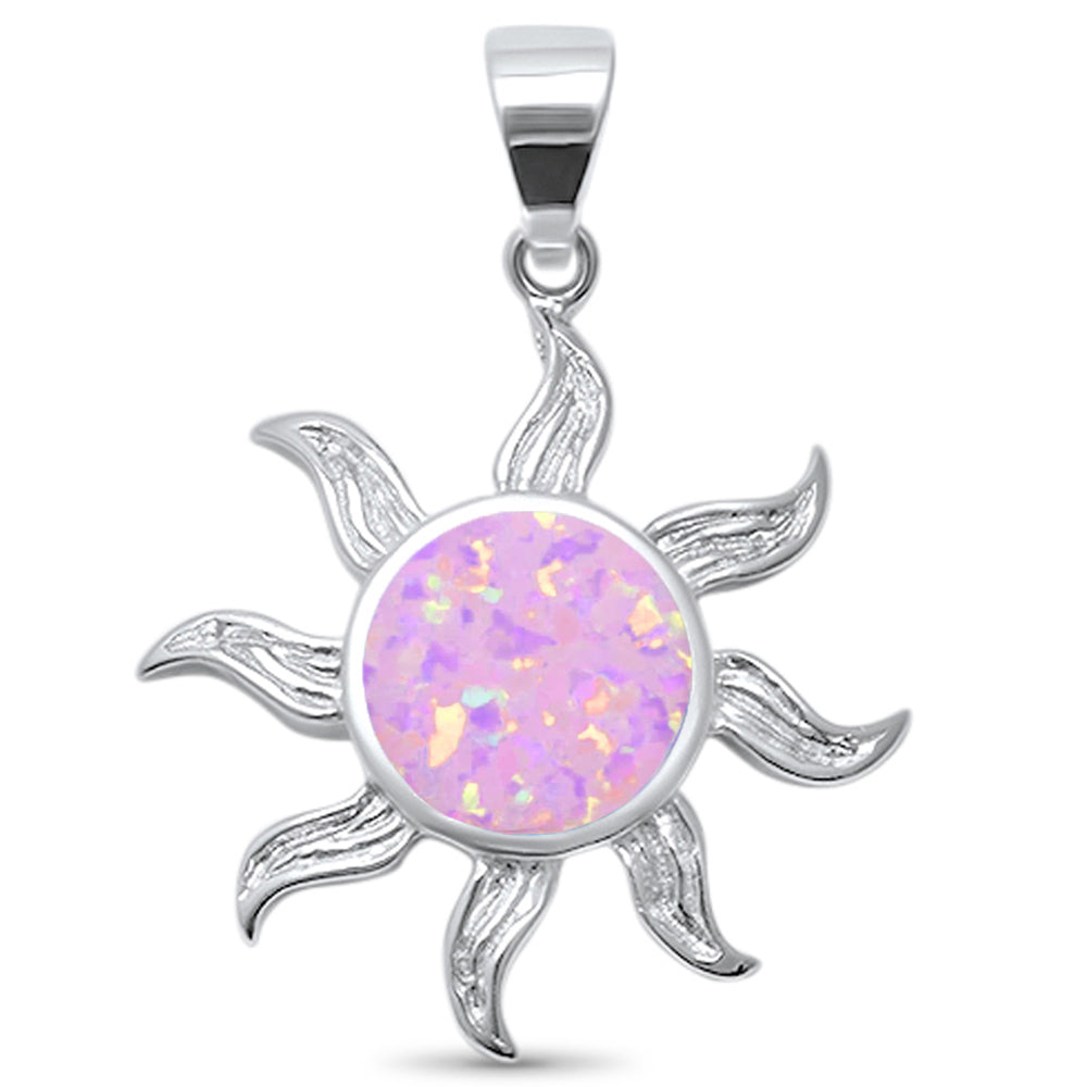 Pink Opal Sun Ocean Surf Celestial Sun .925 Sterling Silver Charm Pendant ABC Rugs Kilims