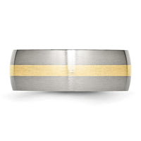 Stainless Steel with 14k Yellow Inlay Brushed 8mm Band