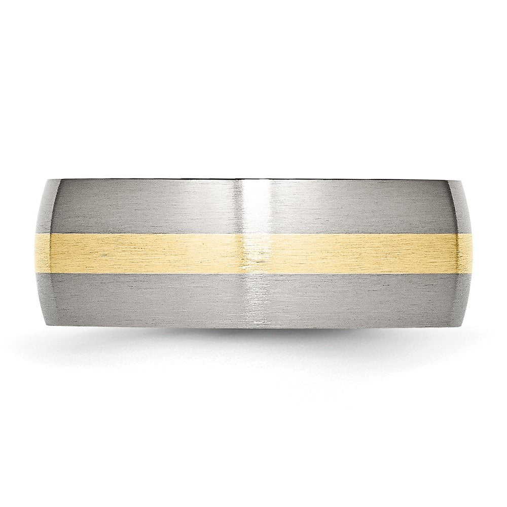 Stainless Steel with 14k Yellow Inlay Brushed 8mm Band