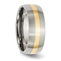 Stainless Steel with 14k Yellow Inlay Brushed 8mm Band