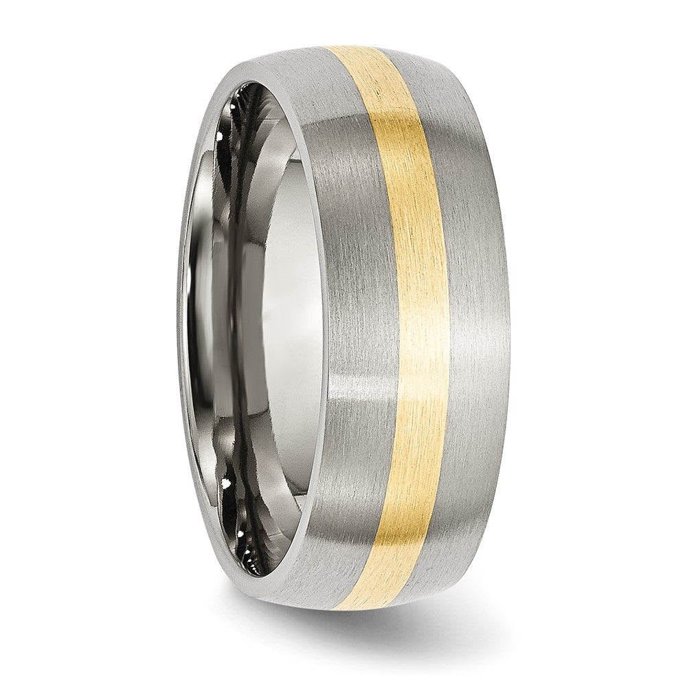 Stainless Steel with 14k Yellow Inlay Brushed 8mm Band
