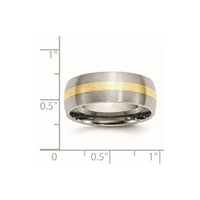 Stainless Steel with 14k Yellow Inlay Brushed 8mm Band