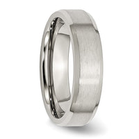 Stainless Steel Brushed and Polished 6mm Flat Beveled Edge Band