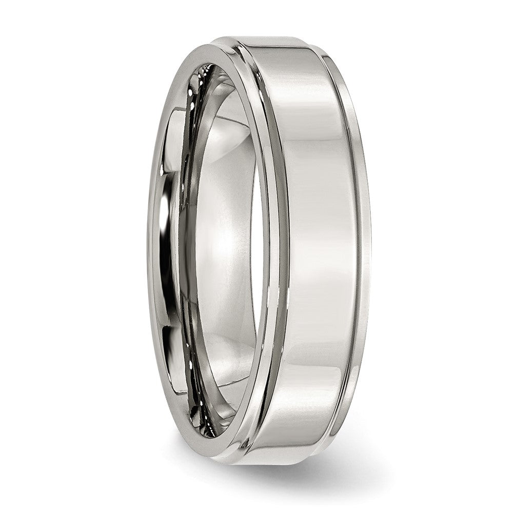 Stainless Steel Polished 6mm Ridged Edge Band