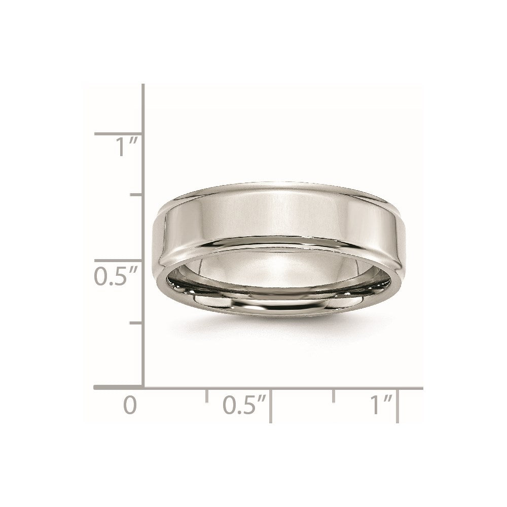 Stainless Steel Polished 7mm Ridged Edge Band