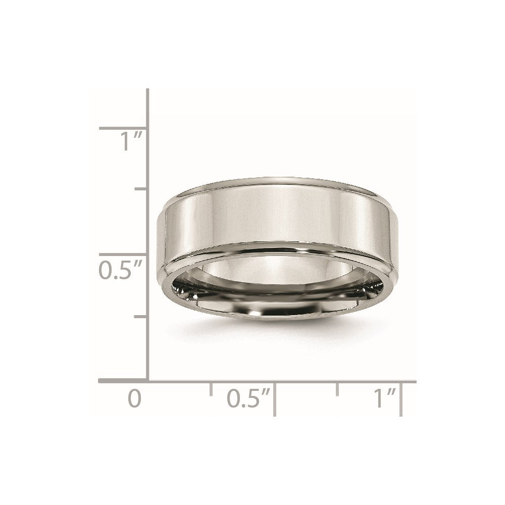 Stainless Steel Polished 8mm Ridged Edge Band