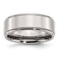 Stainless Steel Polished 8mm Ridged Edge Band