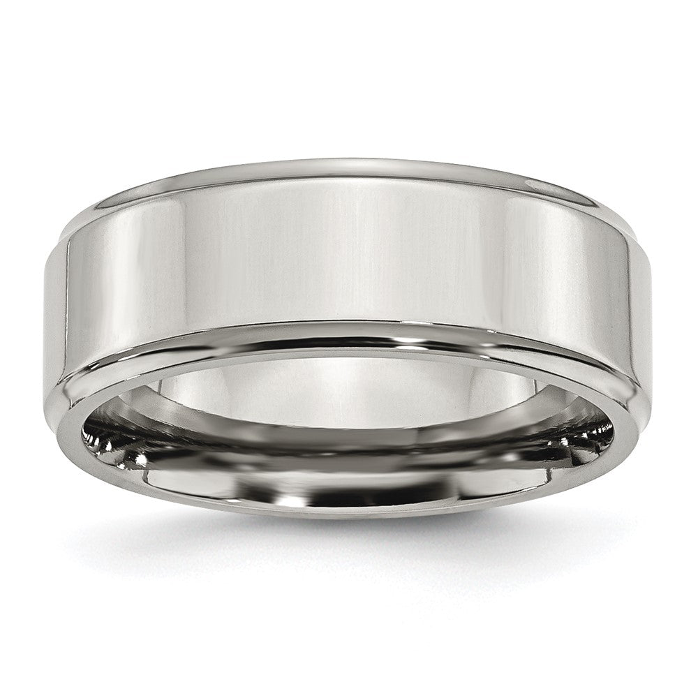 Stainless Steel Polished 8mm Ridged Edge Band