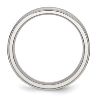 Stainless Steel Polished w/Satin Center 6mm Ridged Edge Band