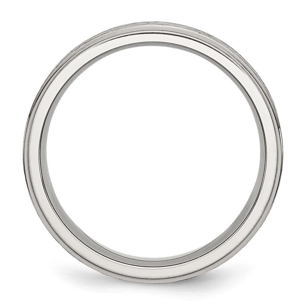 Stainless Steel Polished w/Satin Center 6mm Ridged Edge Band