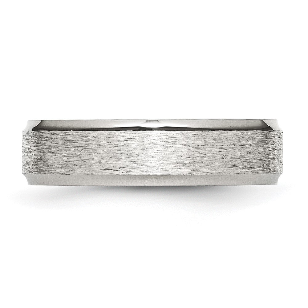 Stainless Steel Polished w/Satin Center 6mm Ridged Edge Band