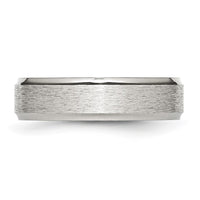 Stainless Steel Polished w/Satin Center 6mm Ridged Edge Band