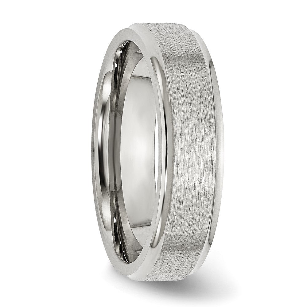 Stainless Steel Polished w/Satin Center 6mm Ridged Edge Band