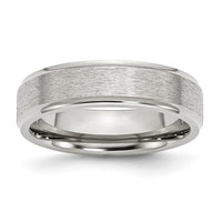 Stainless Steel Polished w/Satin Center 6mm Ridged Edge Band