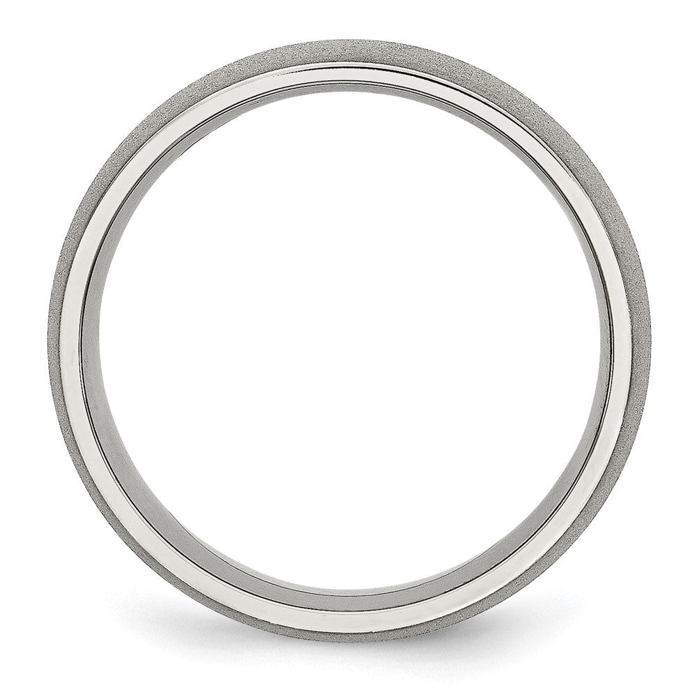 Stainless Steel Polished w/Stone Finish 7mm Band