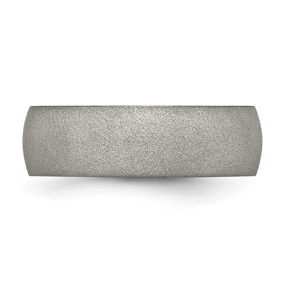 Stainless Steel Polished w/Stone Finish 7mm Band