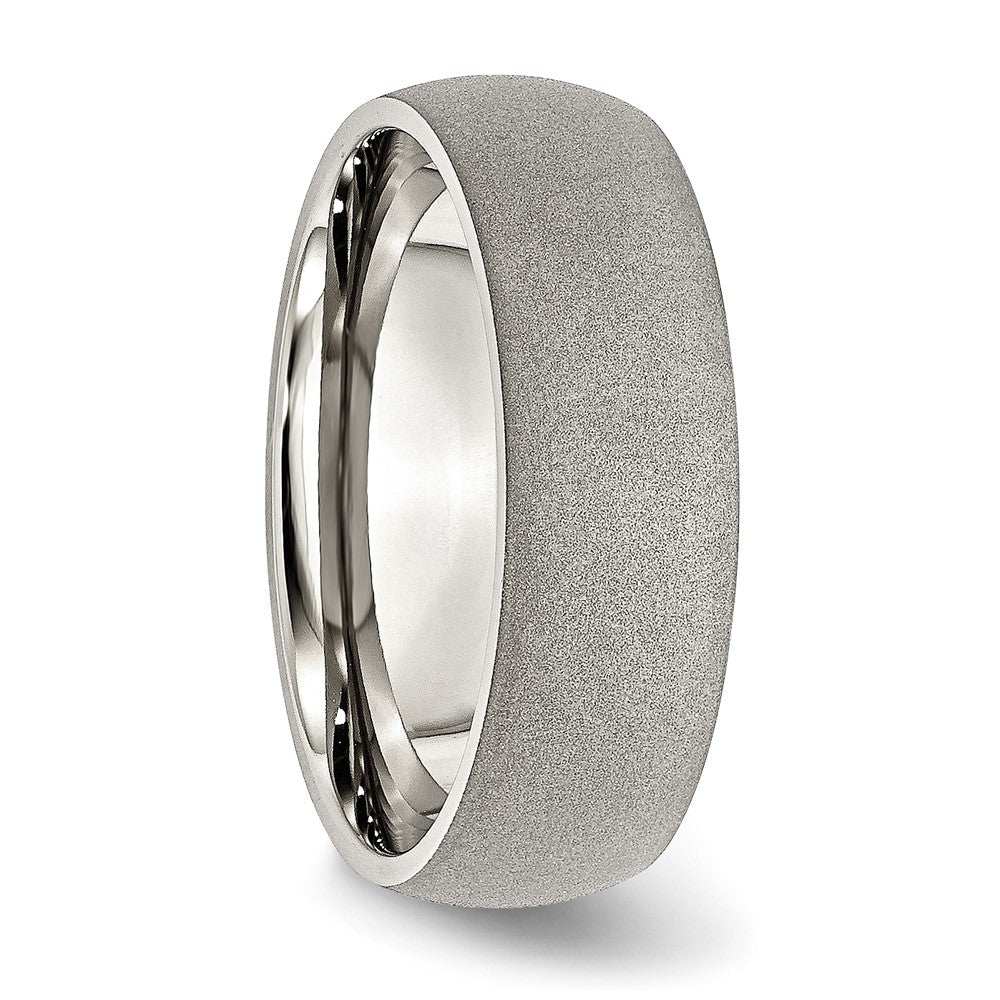 Stainless Steel Polished w/Stone Finish 7mm Band