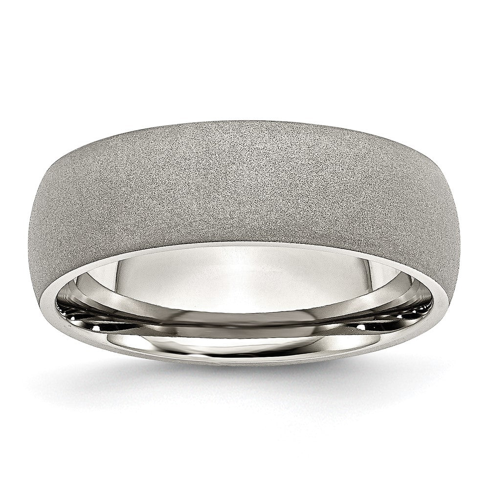 Stainless Steel Polished w/Stone Finish 7mm Band