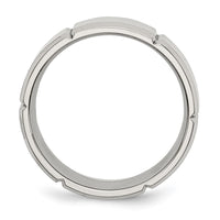 Stainless Steel Brushed/Polished Grooved 8mm Beveled Edge Band