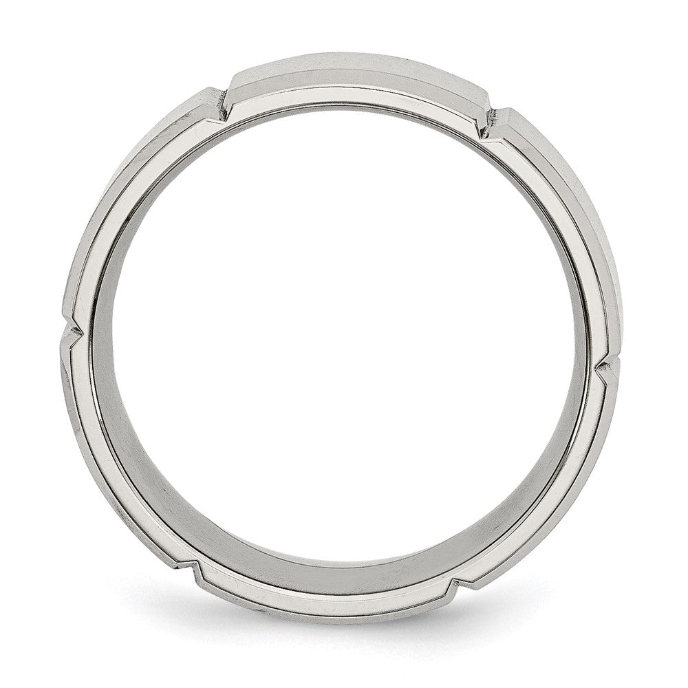 Stainless Steel Brushed/Polished Grooved 8mm Beveled Edge Band
