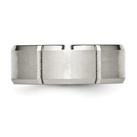 Stainless Steel Brushed/Polished Grooved 8mm Beveled Edge Band
