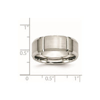 Stainless Steel Brushed/Polished Grooved 8mm Beveled Edge Band