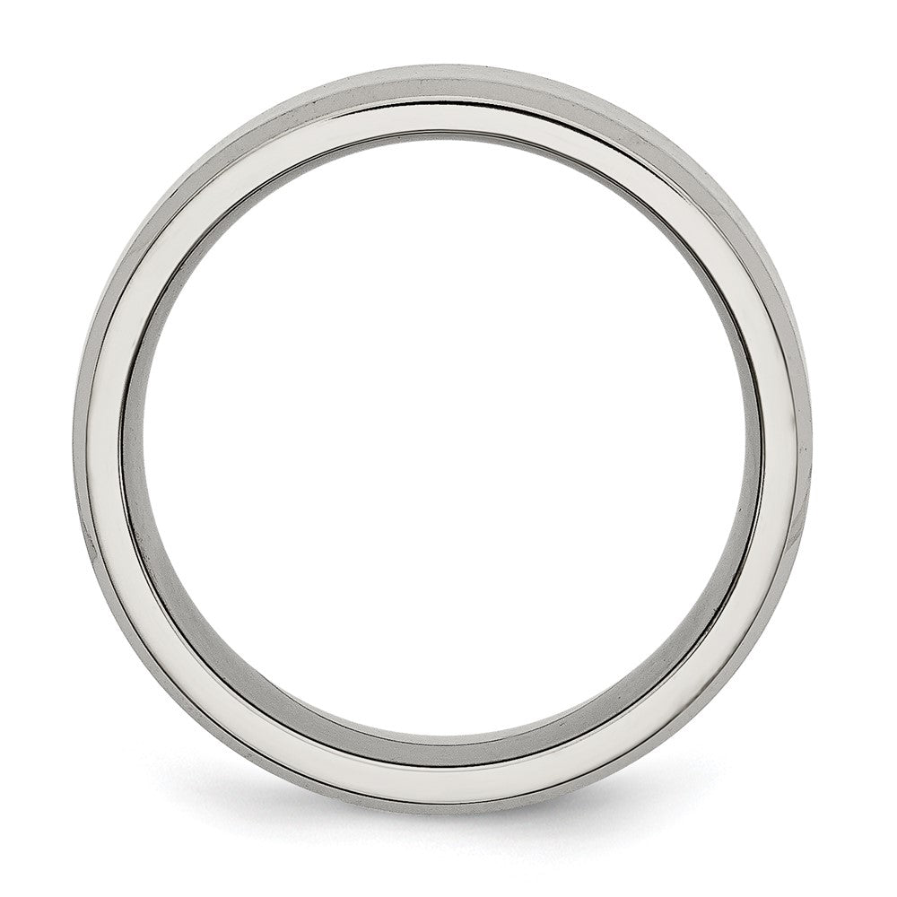 Stainless Steel Polished w/Brushed Center 8mm Flat Beveled Edge Band