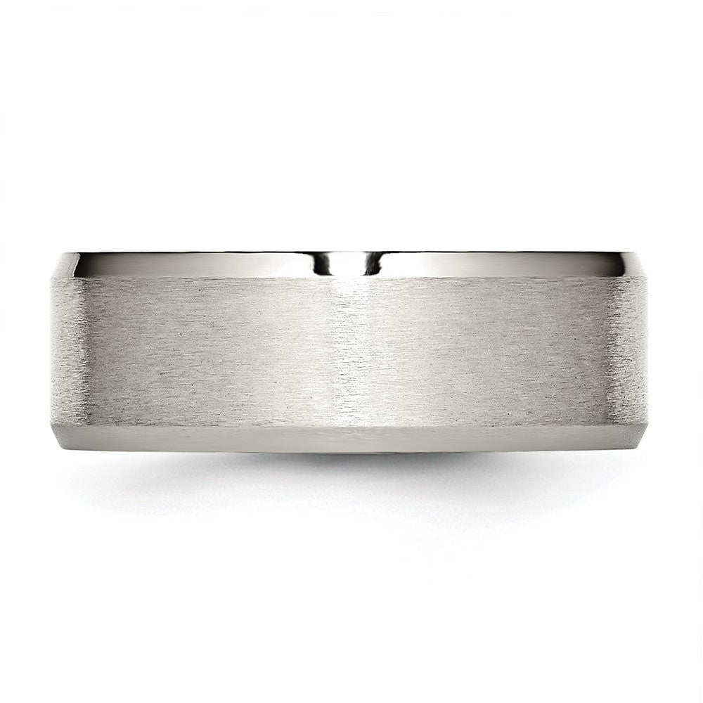 Stainless Steel Polished w/Brushed Center 8mm Flat Beveled Edge Band