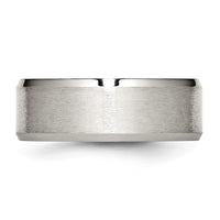 Stainless Steel Polished w/Brushed Center 8mm Flat Beveled Edge Band