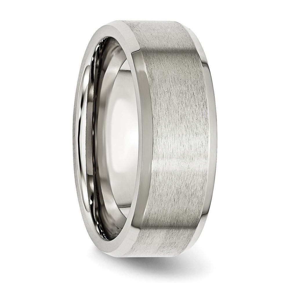 Stainless Steel Polished w/Brushed Center 8mm Flat Beveled Edge Band