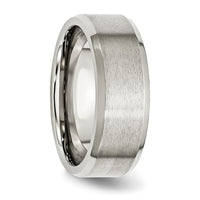 Stainless Steel Polished w/Brushed Center 8mm Flat Beveled Edge Band