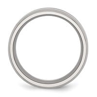 Stainless Steel Polished Black Enamel 8mm Beveled Edge Band