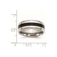 Stainless Steel Polished Black Enamel 8mm Beveled Edge Band
