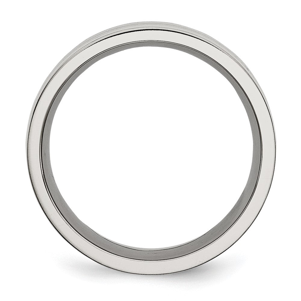 Stainless Steel Polished w/Black Carbon Fiber Inlay 8mm Flat Band