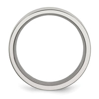 Stainless Steel Polished w/Black Carbon Fiber Inlay 8mm Flat Band