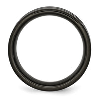 Stainless Steel Polished Black IP-plated Grey Carbon Fiber Inlay 8mm Band
